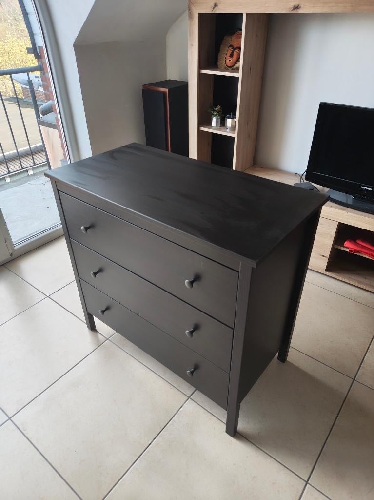 Commode Noire IKEA HEMNES en très bon état, Maison & Meubles, Armoires | Commodes, 3 ou 4 tiroirs, 25 à 50 cm, Moins de 100 cm