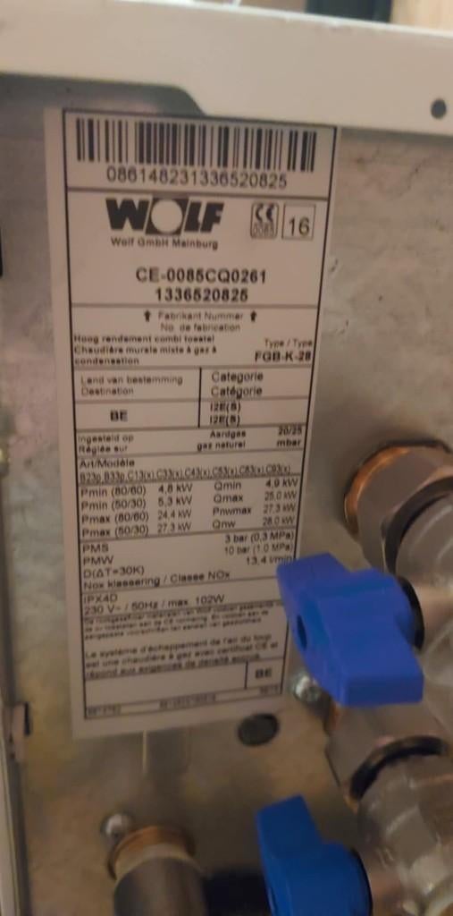 Wolf verwarmingsketel, Doe-het-zelf en Bouw, Chauffageketels en Boilers, Ophalen, Gebruikt, Propaan of Butaan