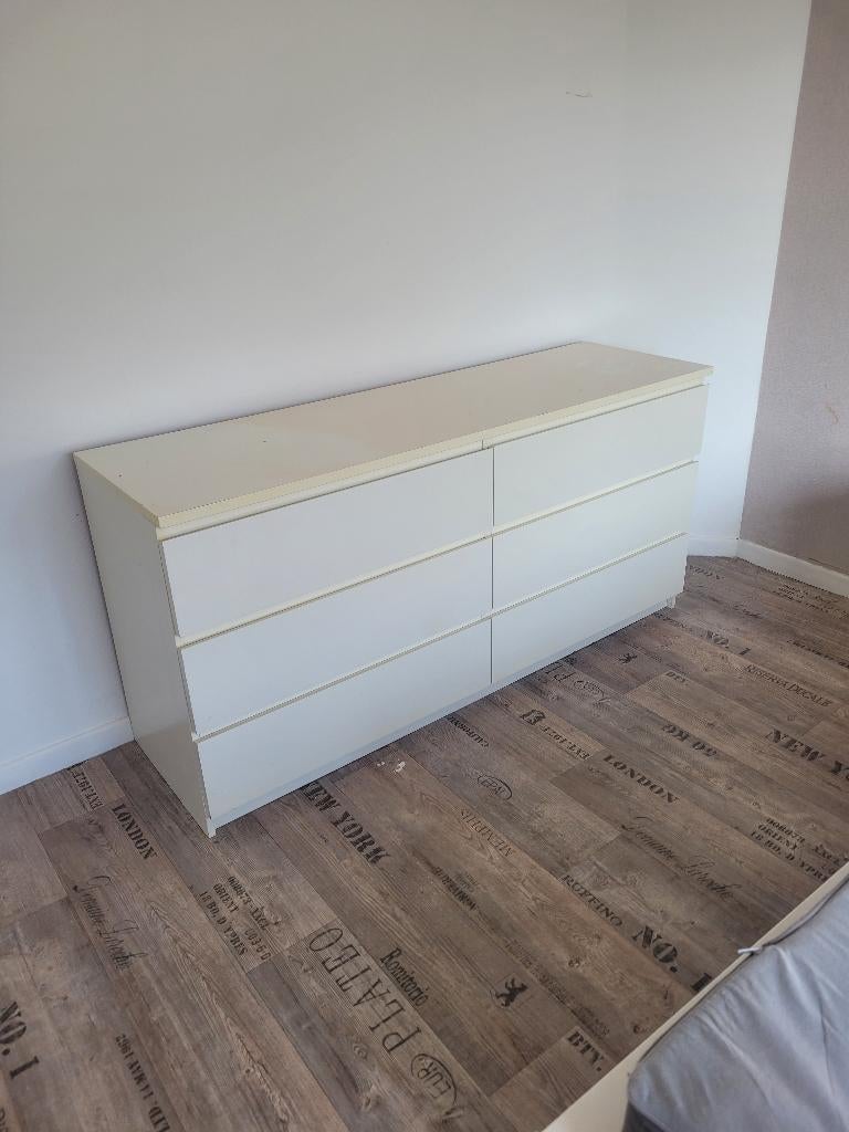 2 persoons bed, Huis en Inrichting, Slaapkamer | Bedden, Ophalen, Gebruikt, Wit, Tweepersoons