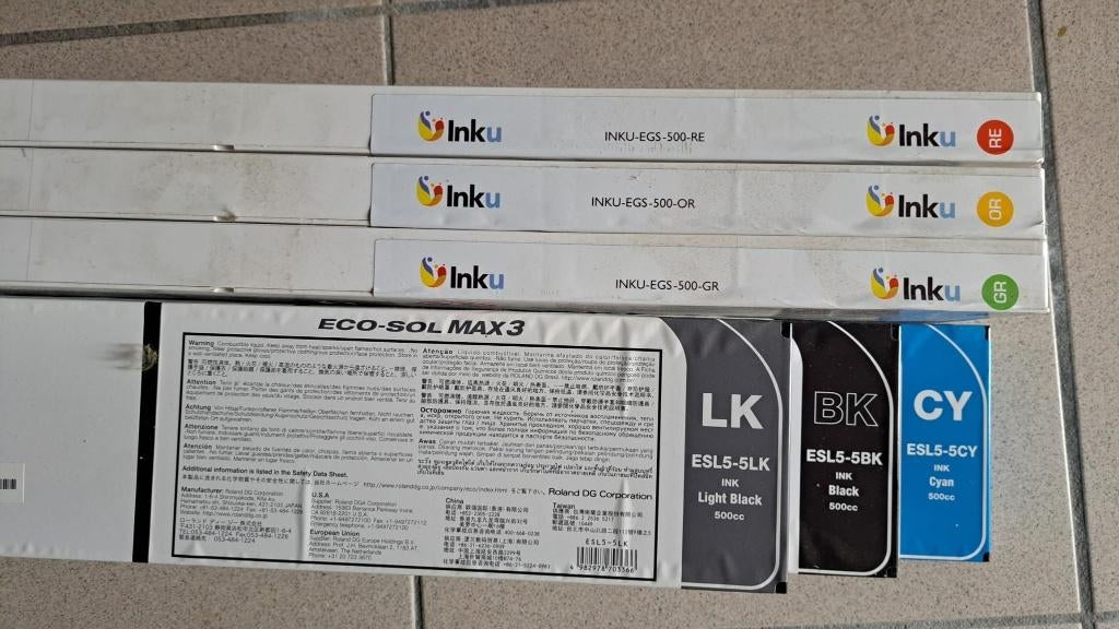 Roland Eco-Sol MAX3 Inkt – 6x – Goed gevuld, Enlèvement, Utilisé, Cartridge, Roland