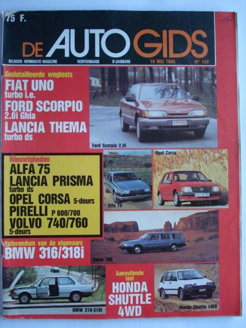 AutoGids 147 Alfa Romeo 75 Lancia Thema Ford Scorpio BMW E21, Boeken, Auto's | Folders en Tijdschriften, Gelezen, Algemeen, Verzenden