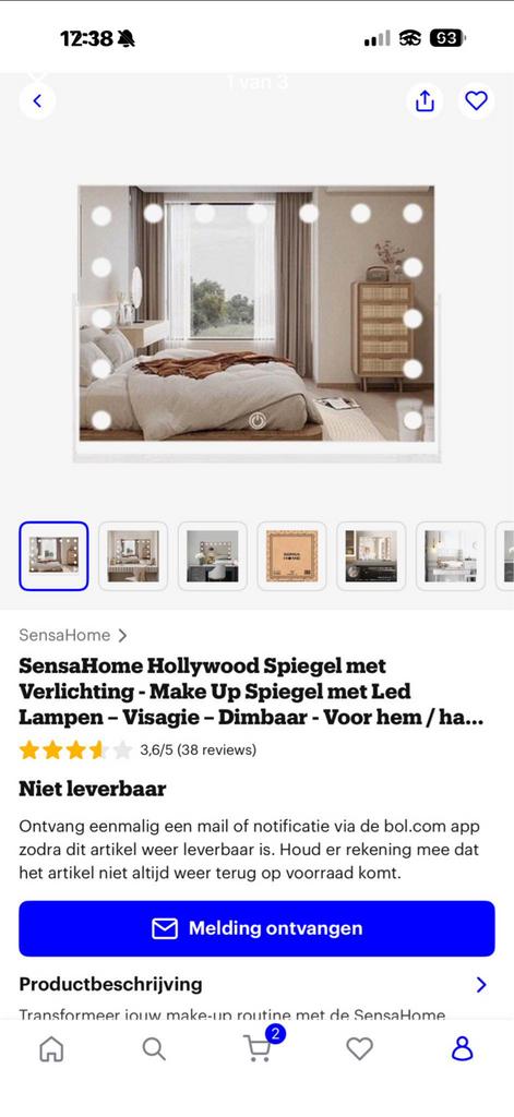 Make up spiegel en lamp, Ophalen, Zo goed als nieuw