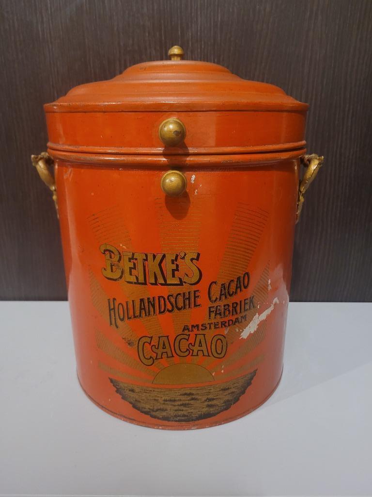 ancienne boite en métal publicitaire cacao betke's, Collections, Enlèvement ou Envoi, Utilisé, Panneau publicitaire