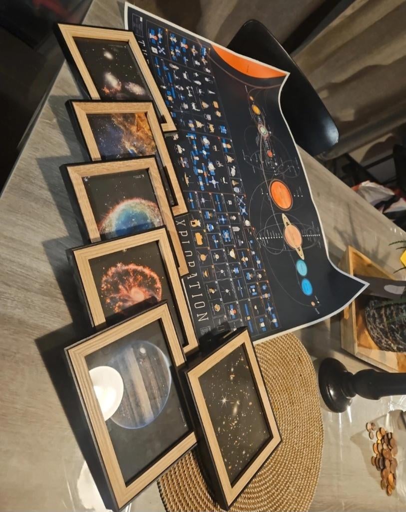 Poster planète et cadres, Enlèvement ou Envoi, Bois