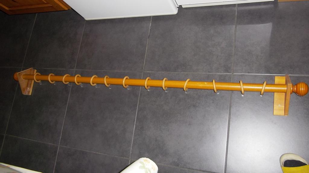 Houten Gordijnroede 156 cm+ophang+ringen, Huis en Inrichting, Ophalen, Zo goed als nieuw, Rustiek