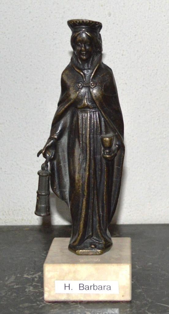 Sainte Barbara en bronze avec lampe 24 cm, Enlèvement ou Envoi