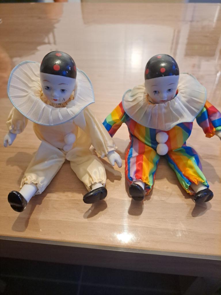 Pierrot 2 stuks, Verzamelen, Poppen, Ophalen of Verzenden