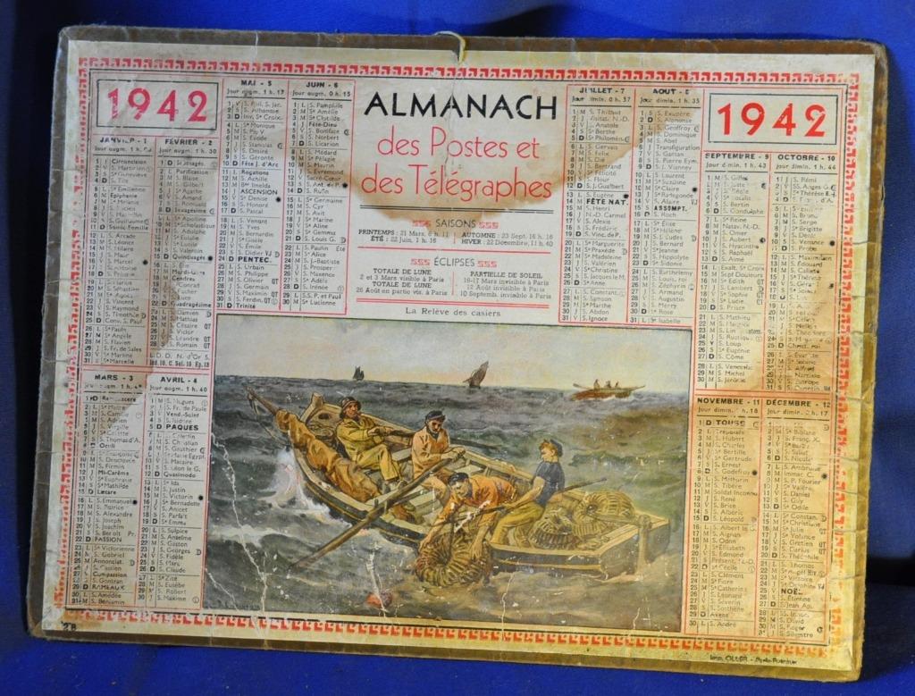 calendrier almanach des  PTT de 1942, Collections, Enlèvement ou Envoi, Utilisé