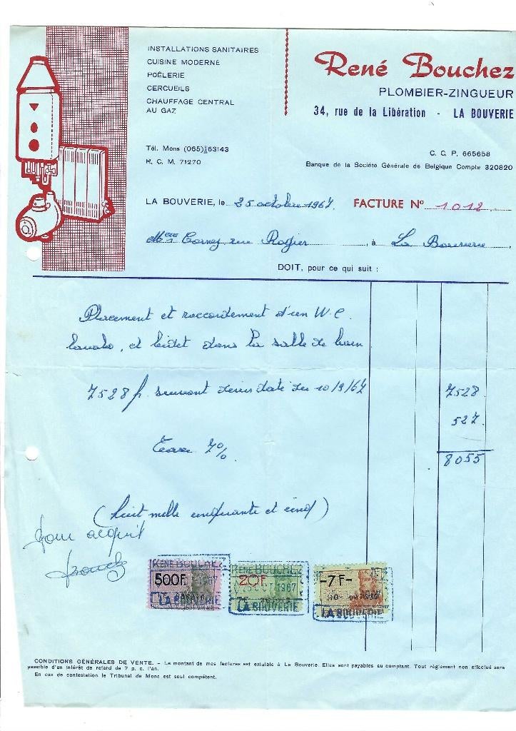 Ancienne facture 1967, Enlèvement ou Envoi, Utilisé