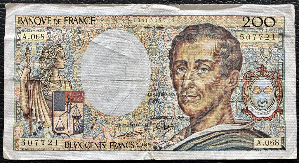 Billet de 200 francs Montesquieu, Timbres & Monnaies, Billets de banque | Belgique, Enlèvement ou Envoi, Série