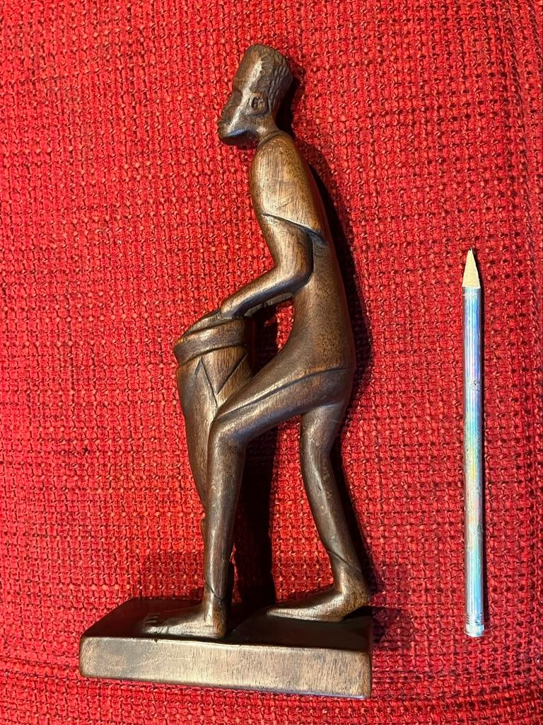 Oud houten Afrikaans beeld getekend, Ophalen of Verzenden