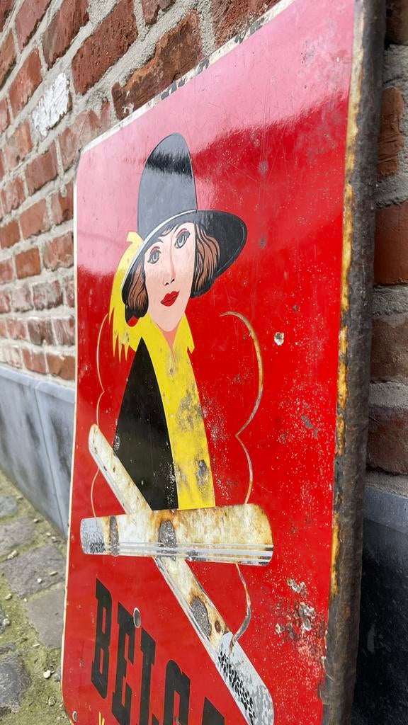 Emaille bord Belga., Ophalen, Gebruikt, Reclamebord