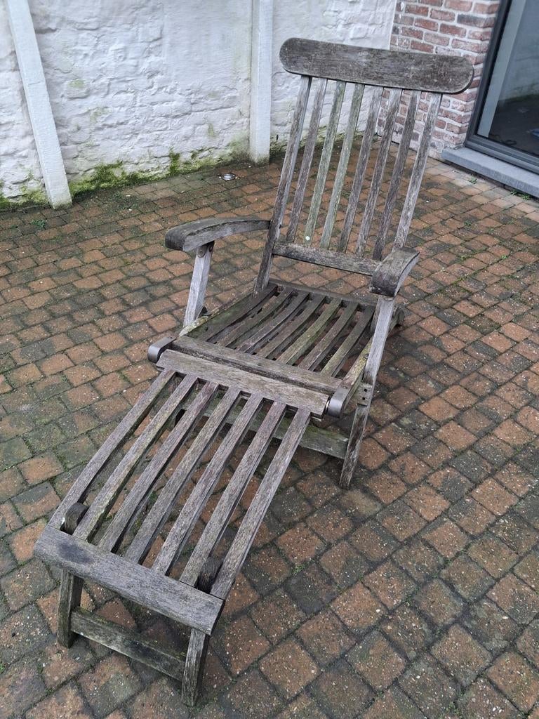Teak ligstoel, Tuin en Terras, Ligbedden, Ophalen