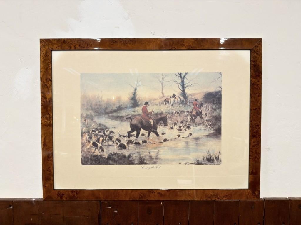 Klassieke Engelse prent in notenhouten lijst, Antiek en Kunst, Antiek | Kantoor en Zakelijk, Ophalen