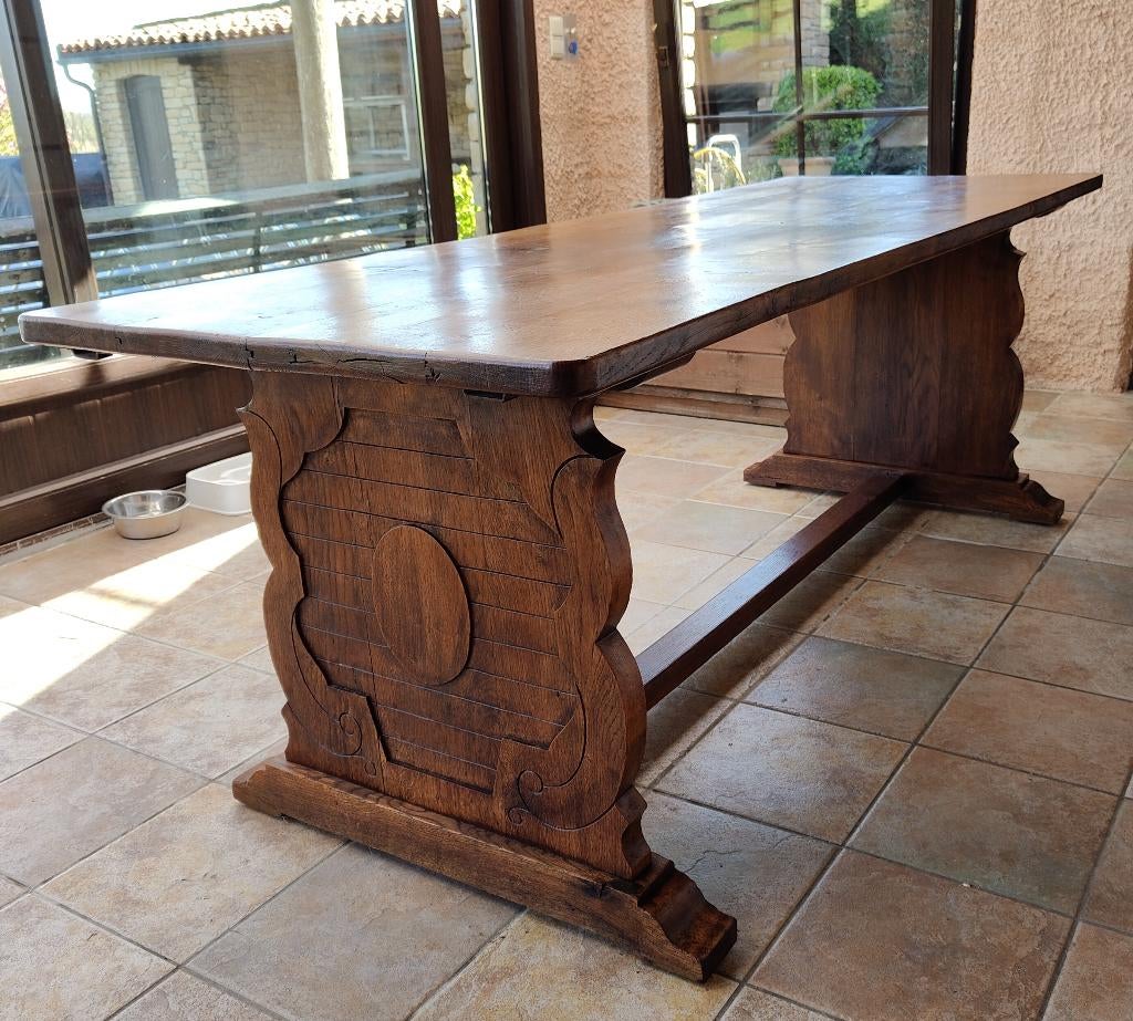 Grande table en chêne massif (228 cm) - Piétement Lyre, Enlèvement