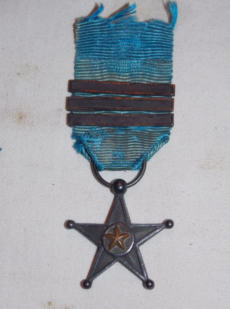 étoile de service du Congo Belge en argent 1889-1910, Enlèvement ou Envoi, Armée de terre, Ruban, Médaille ou Ailes