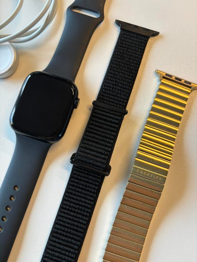 Apple watch 8 45cm, Handtassen en Accessoires, Smartwatches, Gebruikt, Zwart, IOS, Ophalen of Verzenden