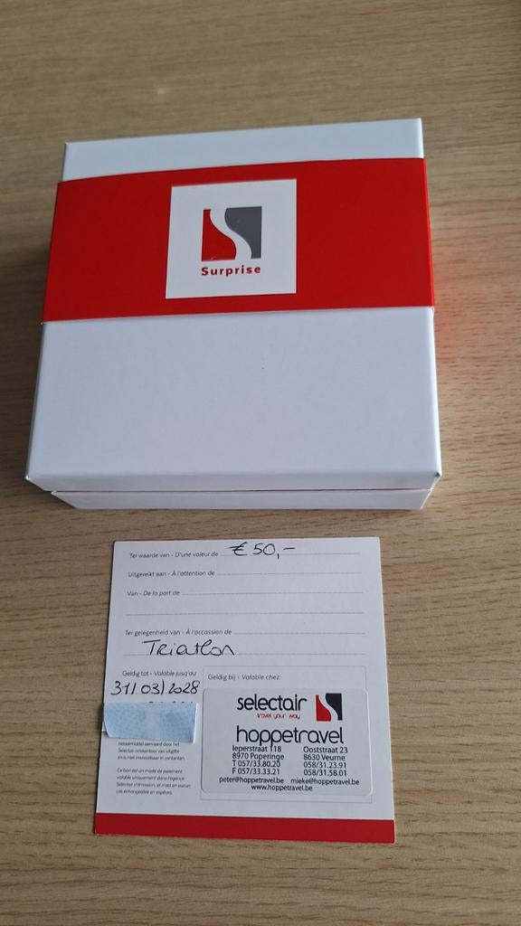 Bon triatlon waarde 50€ verkoop aan 30€ Reizen Selectair, Tickets en Kaartjes