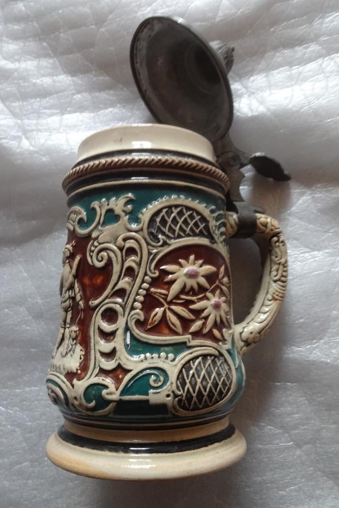 Petit pot à bière avec couvercle, Antiquités & Art, Enlèvement ou Envoi