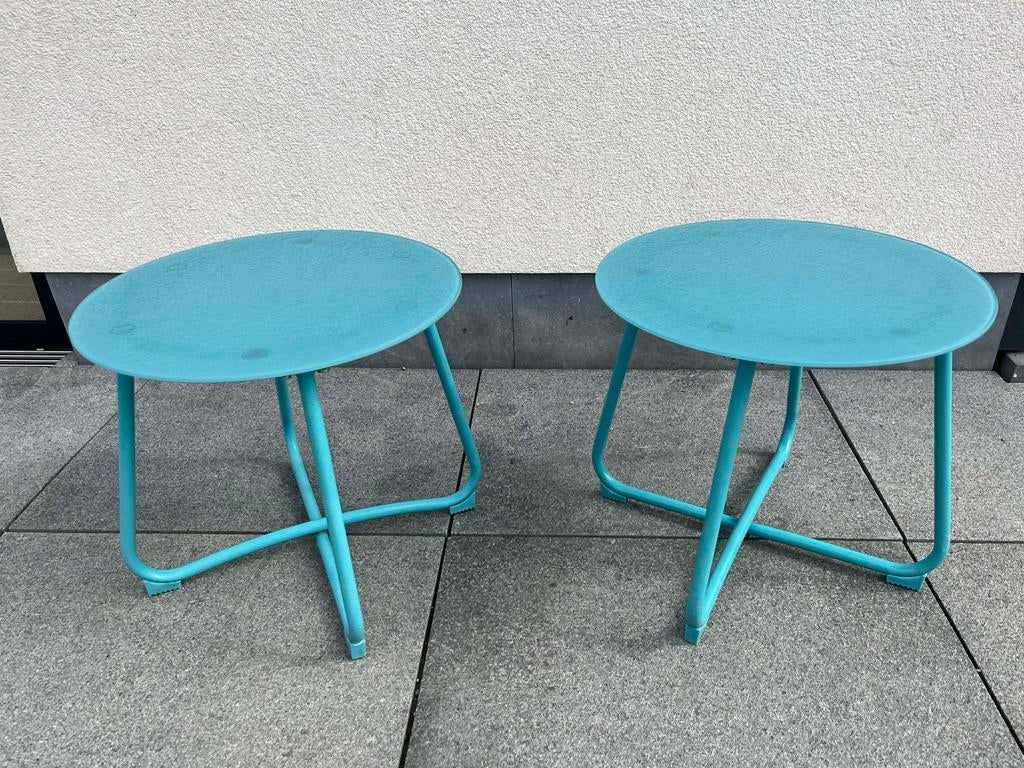 Lounge bijzet tafeltjes, Tuin en Terras, Ophalen, Bijzettafel, Aluminium, Zo goed als nieuw