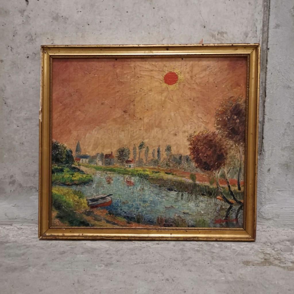 Paysage de Lys près d'Afsnee (1925-1935) - I.M. Bronckelaers, Antiquités & Art, Enlèvement