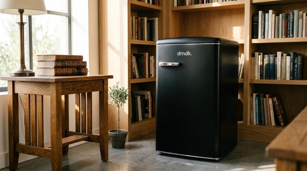 Dmdk DKB1 tafelmodel retro koelkast mat zwart energiezuinig, 85 tot 120 cm, 100 tot 150 liter, Nieuw, Ophalen of Verzenden