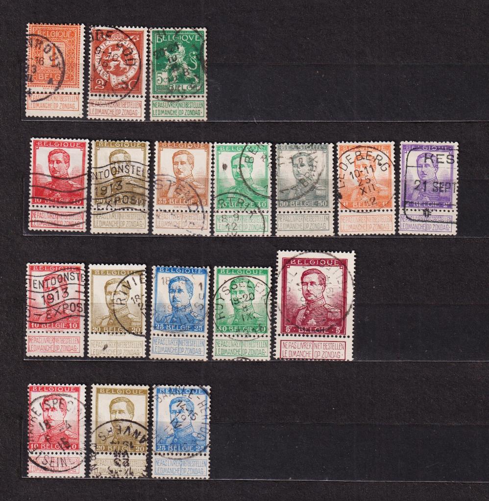 België 1912 volledig gestempeldd, Verzenden, Gestempeld, Gestempeld