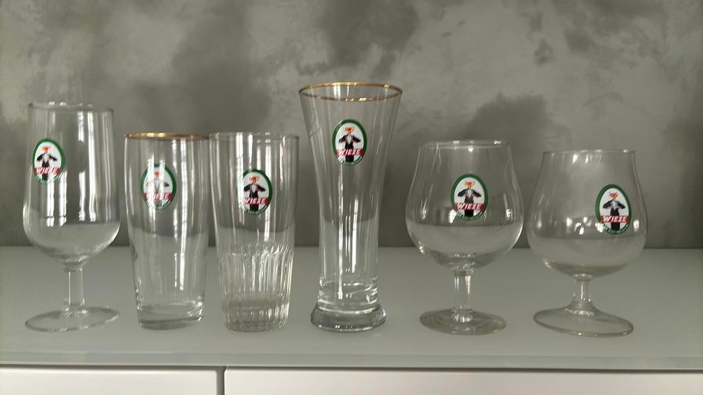 Verschillende glazen Van Roy Wieze groen, Verzamelen, Glas en Drinkglazen, Ophalen, Zo goed als nieuw