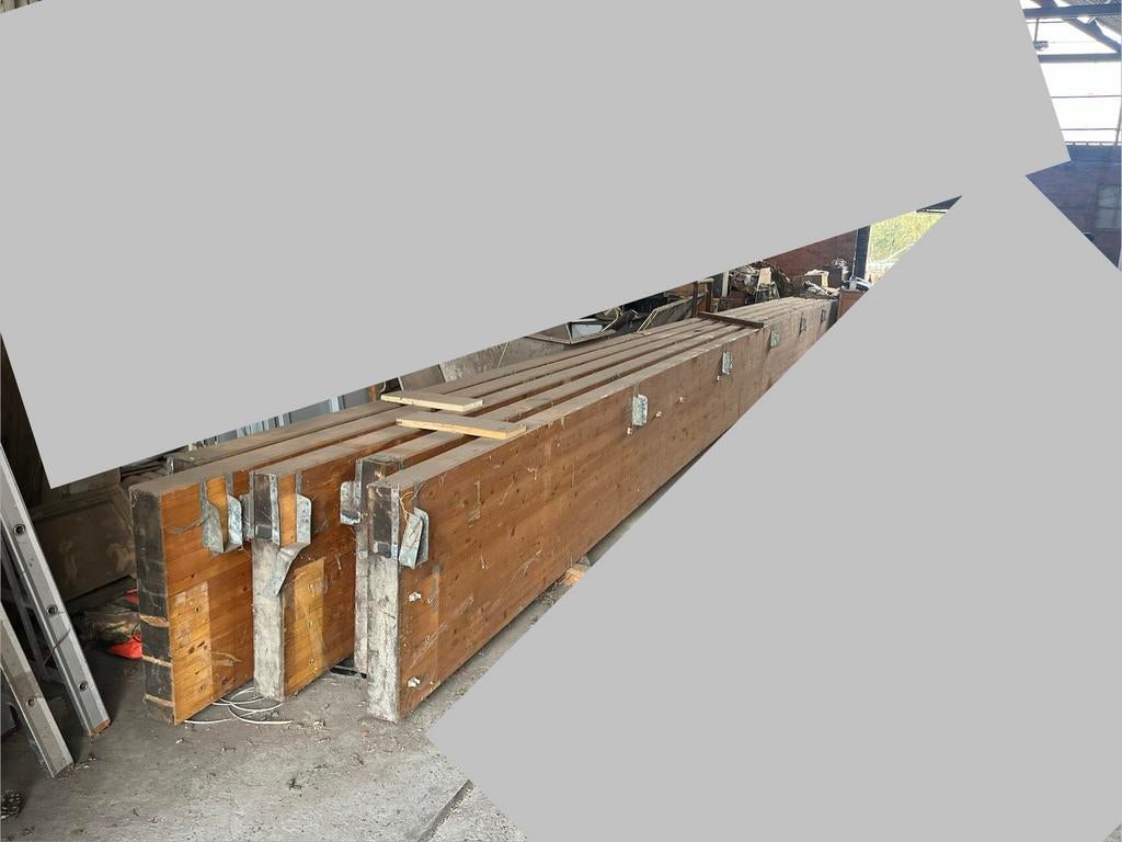 Houten spanten 15 meter, Ophalen, Gebruikt, Balk, 50 mm of meer