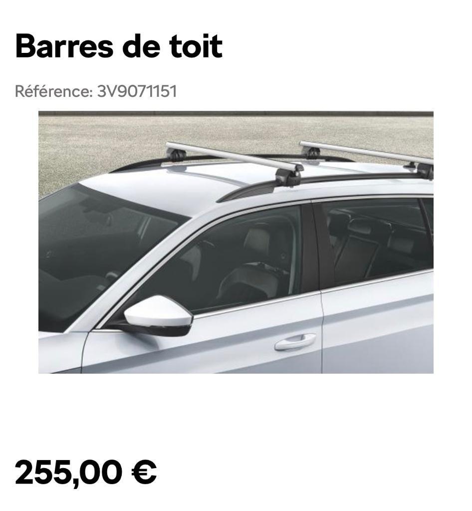 Barre de toit Skoda Superb, Autos : Divers, Porte-bagages, Enlèvement, Comme neuf