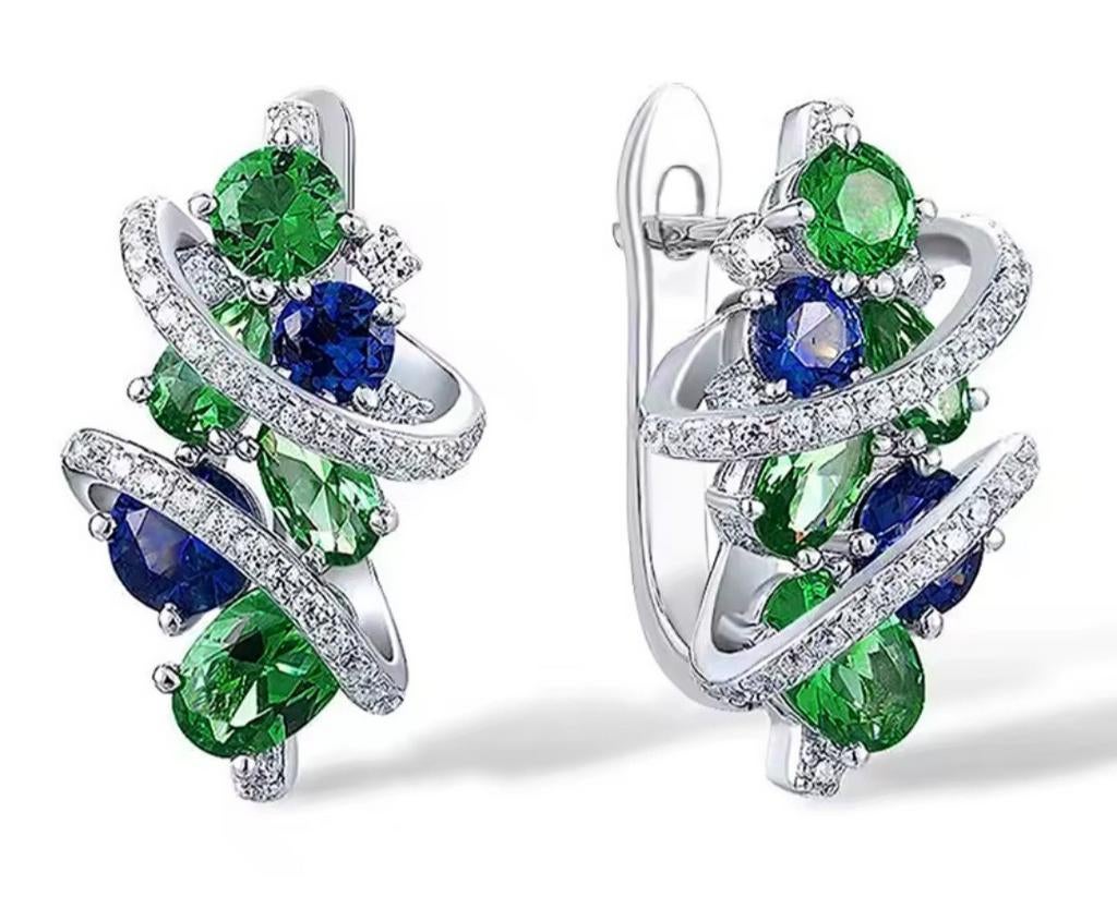 Groen blauwe oorbellen, Handtassen en Accessoires, Oorbellen, Verzenden, Groen