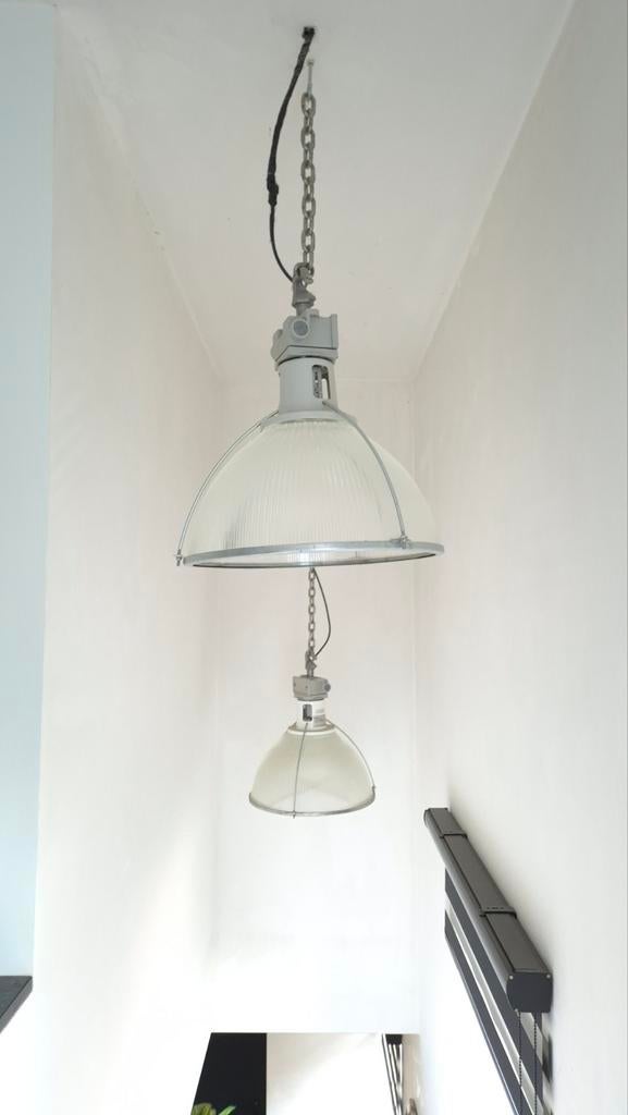 Glazen industriële lamp, Huis en Inrichting, Lampen | Hanglampen, Glas, Ophalen