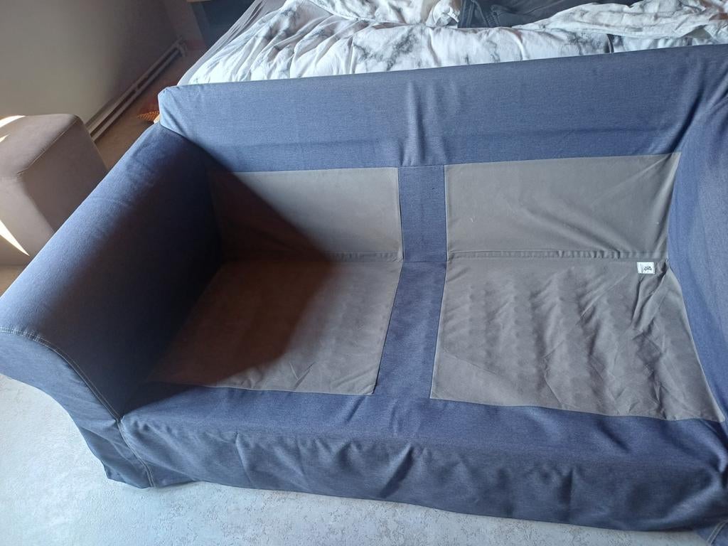 Mooie zetel 2zit blauw stof, Huis en Inrichting, Ophalen, Stof