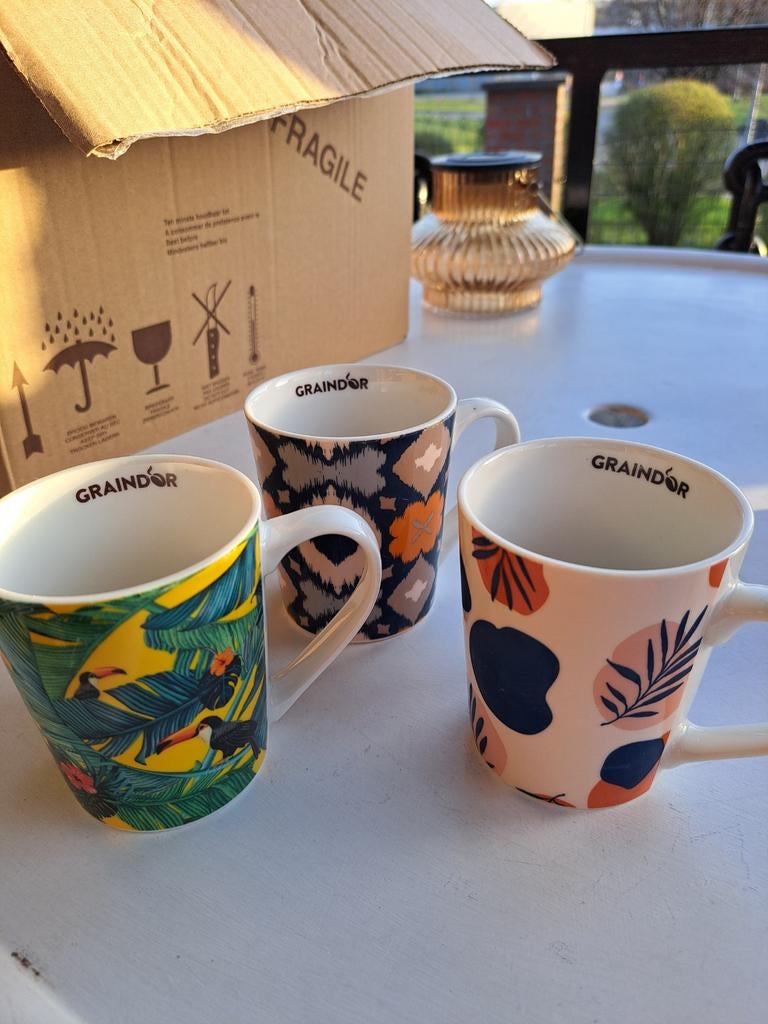 Graind'or tassen mokken bekers 3 stuks., Ophalen of Verzenden