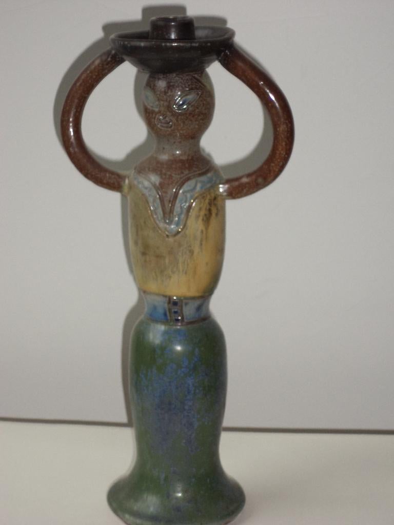 Art Deco kandelaar Roger GUÉRIN M 135 Bouffioulx grès salé, Antiquités & Art, Antiquités | Céramique & Poterie, Enlèvement ou Envoi