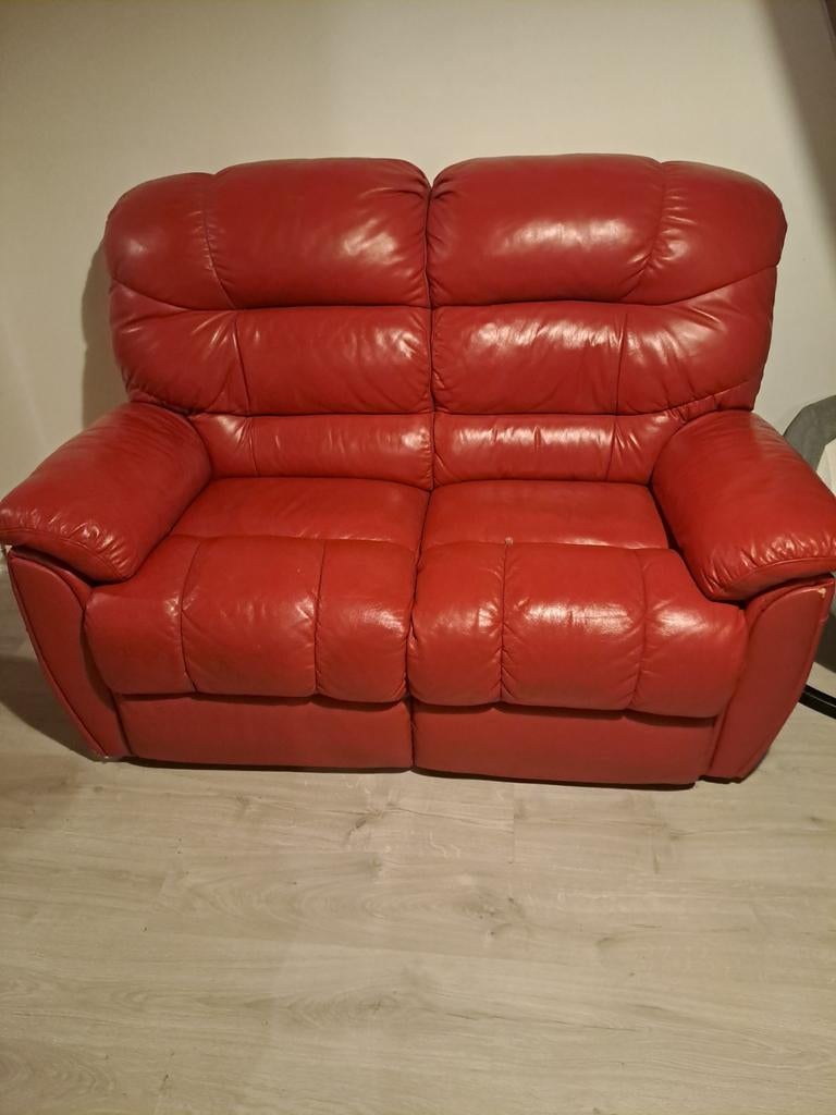 Mooie rode lederen 2-zitbank te koop, Ophalen