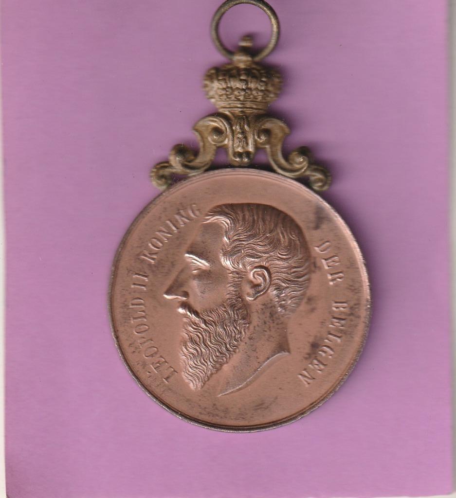 zeer oude Medallie van Leopold II ,van het jaar 1903 ,, Fest, Postzegels en Munten, Penningen en Medailles, Verzenden, Brons