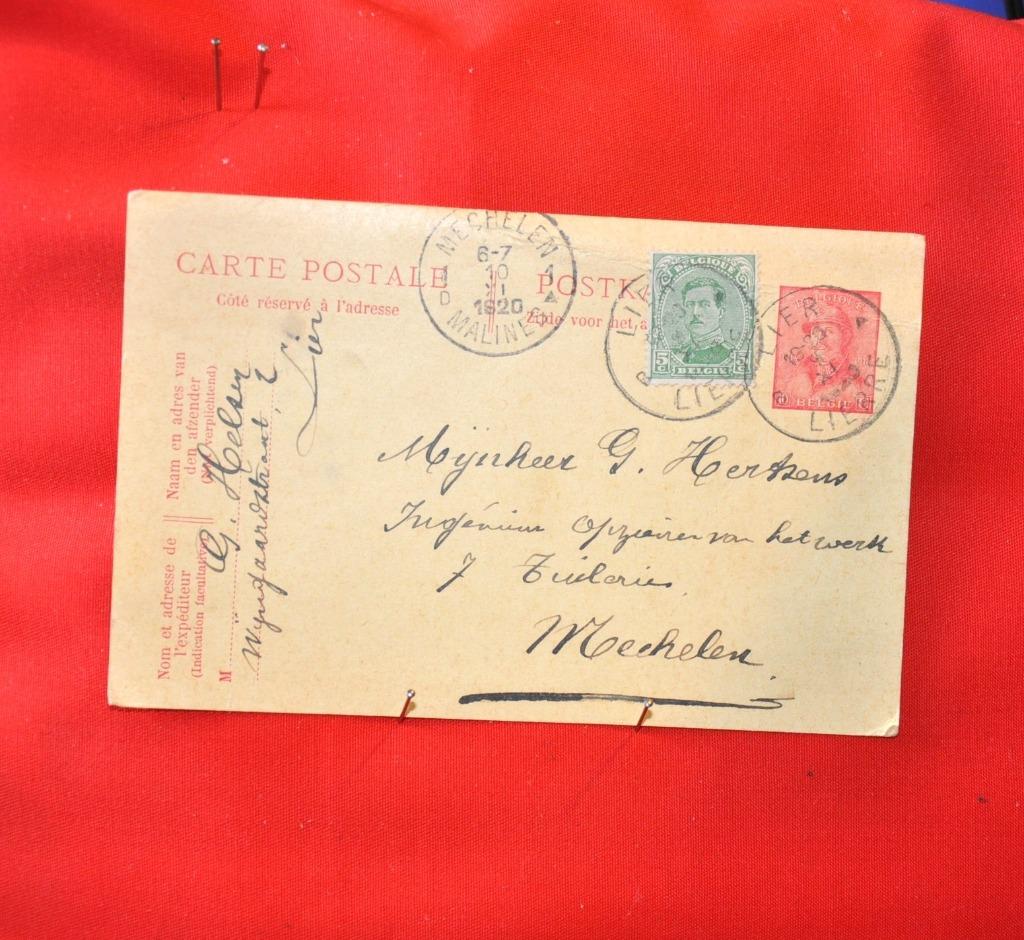 carte postal timbre albert 1er vert 1920, Collections, Enlèvement ou Envoi, 1920 à 1940, Affranchie