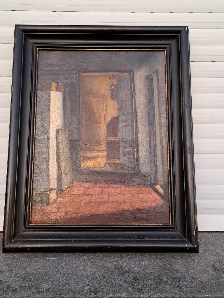 huile sur toile interieur signe armand laureys, Antiquités & Art, Art | Peinture | Classique, Enlèvement ou Envoi