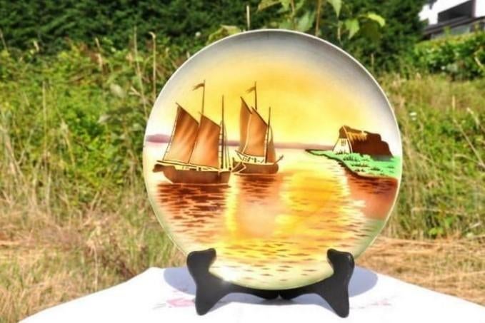 § plat mural villeroy et boch bateaux sur lac, Enlèvement ou Envoi