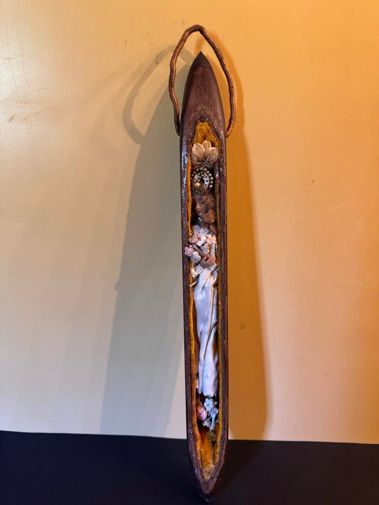 Schietspoel met wassen Mariabeeld, Ophalen of Verzenden