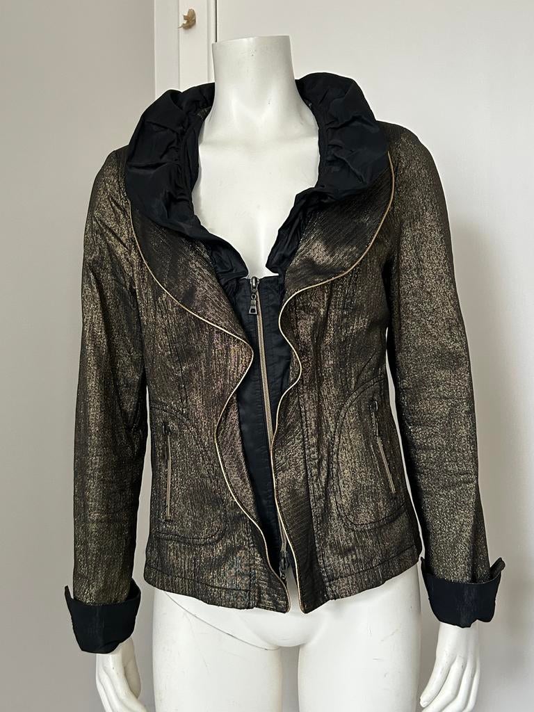 Biba getailleerde jas goud zwart pailletten FR42, Ophalen of Verzenden, Zo goed als nieuw, Zwart