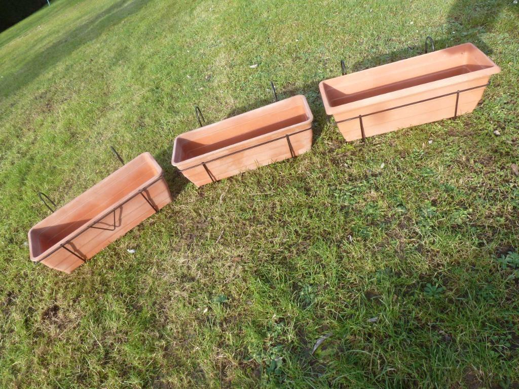 balconnières fleurs avec support - 3 pièces - largeur 45 cm, Enlèvement ou Envoi, Annuelle