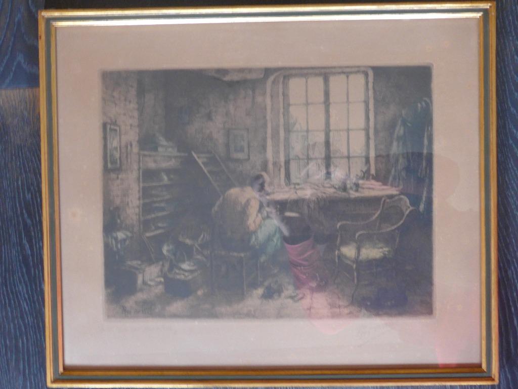 Prosper De Wit ; gravure colorée d'un cordonnier, Enlèvement ou Envoi