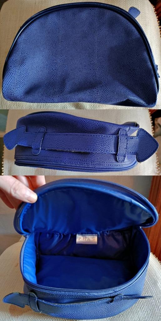 Trousse de toilette large bleue simili cuir lézard avec anse, Enlèvement ou Envoi, Neuf, Bleu, Homme ou Femme