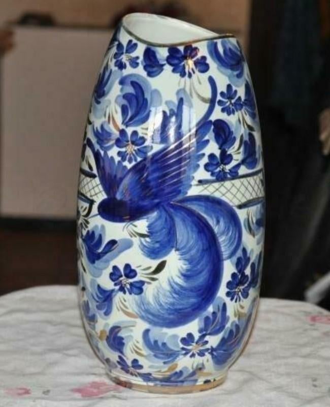 Grand vase bequet à l'oiseau bleu moule 491, Enlèvement ou Envoi