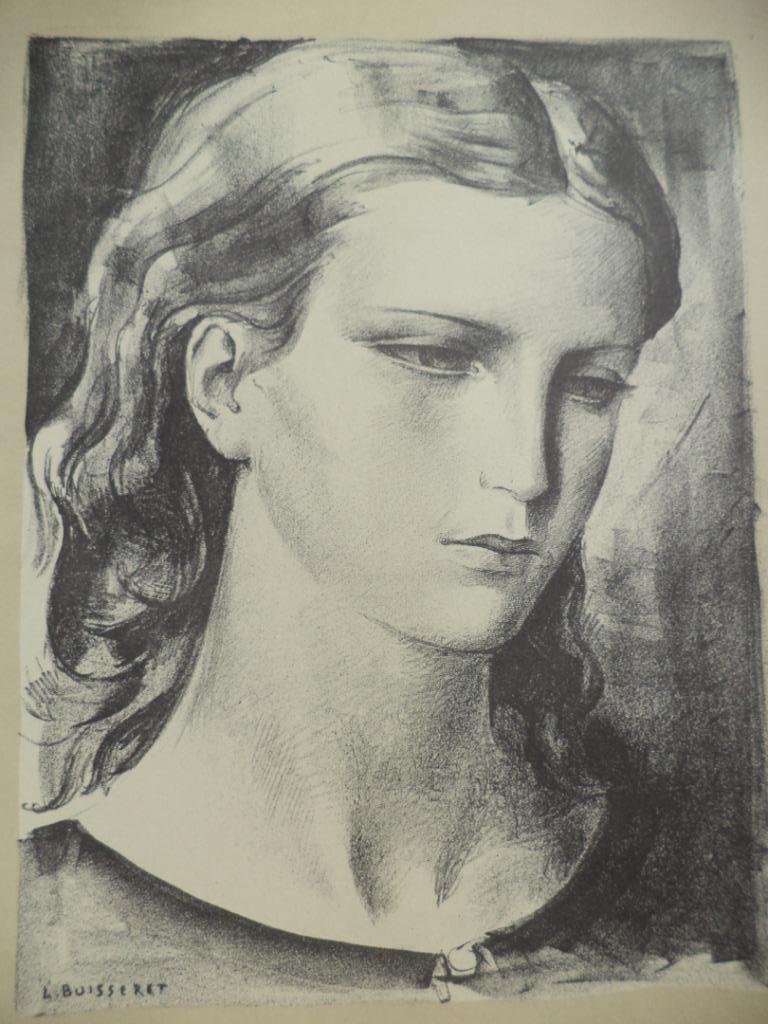 LOUIS BUISSERET 1888-1956 lithografie jonge vrouw portret, Antiquités & Art, Enlèvement ou Envoi