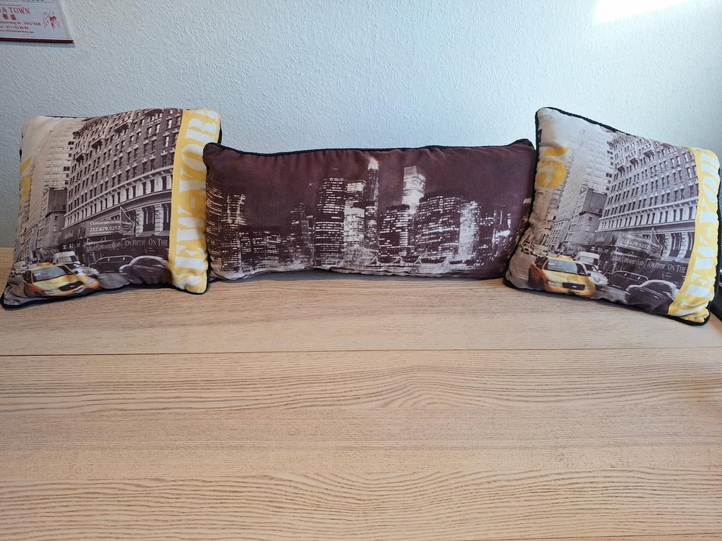 Decoratieve kussens New York, skyline, yellow cab, Ophalen, Gebruikt, Zwart, Rechthoekig
