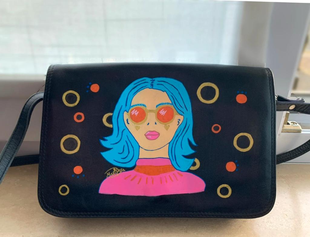 Beautiful vintage leather bag with unique design, Overige merken, Gebruikt, Zwart, Ophalen of Verzenden