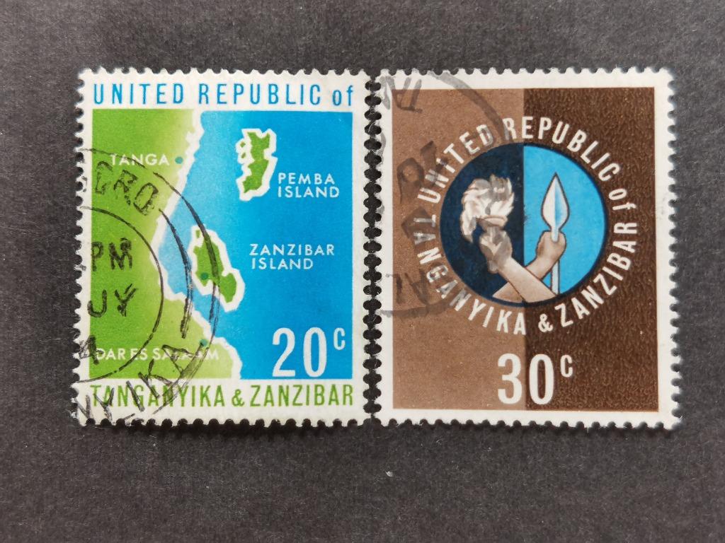 Tanzania 1964 - stichting Tanganyika-Zanzibar - landkaart, Ophalen of Verzenden, Tanzania, Gestempeld
